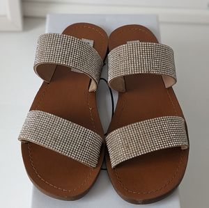 Steve Madden Rage Rhinestone Flat Sandals 7